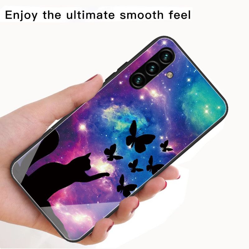 Etui Samsung Galaxy A13 5g Kot Ze Szkła Hartowanego I Motyle W Kosmosie Etui Ochronne