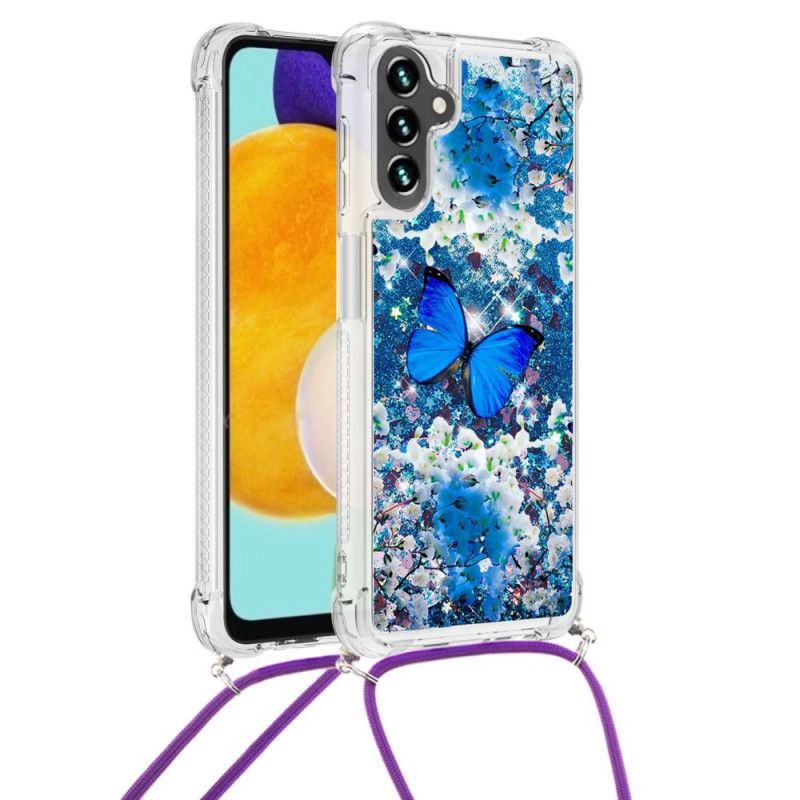 Etui Samsung Galaxy A13 5g Motyl Cekinowy Sznurek