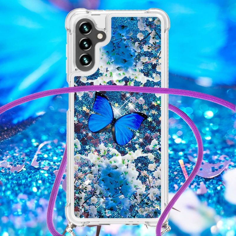 Etui Samsung Galaxy A13 5g Motyl Cekinowy Sznurek