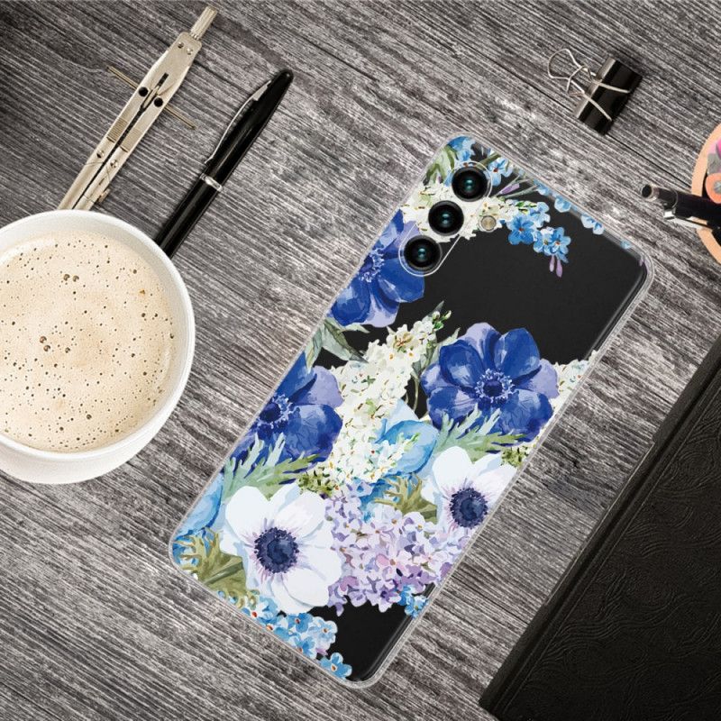 Etui Samsung Galaxy A13 5g Niebieskie Kwiaty Akwarela Etui Ochronne