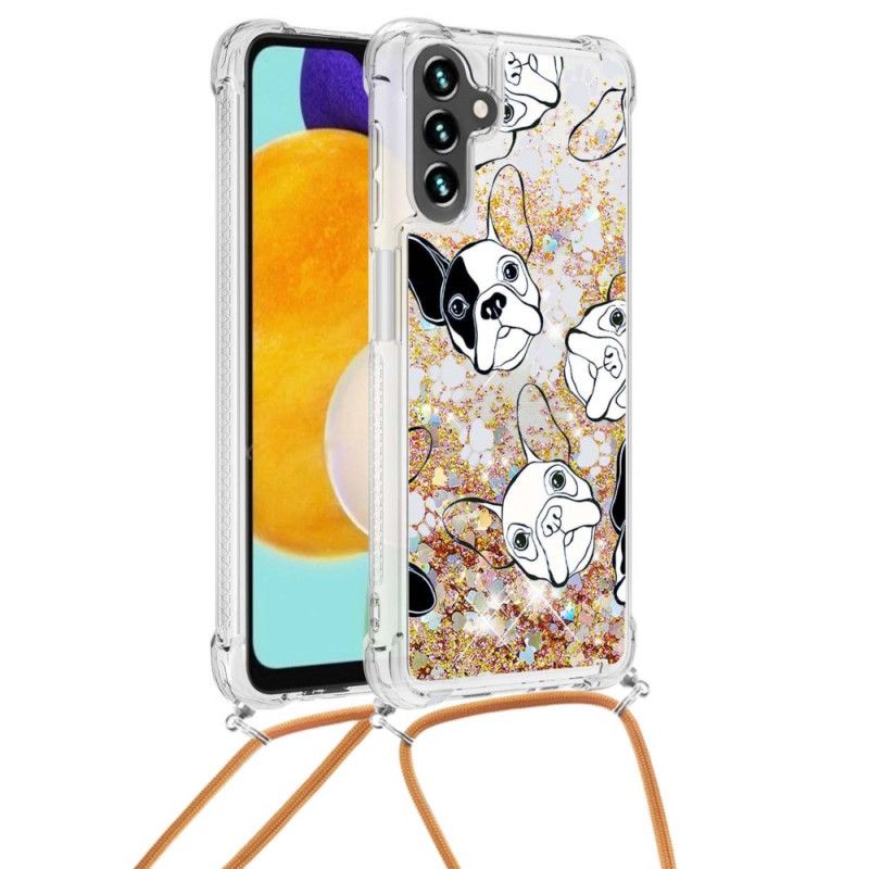 Etui Samsung Galaxy A13 5g Psy Ze Sznurkiem Cekinowym Etui Ochronne