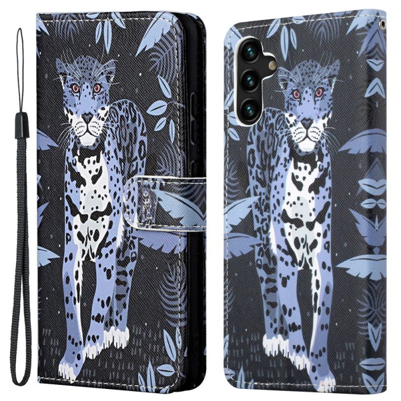 Skórzany Futerał Samsung Galaxy A13 5g Etui Na Telefon Leopard Strappy