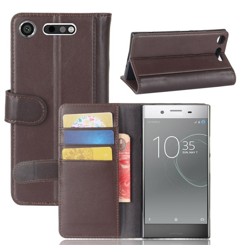 Etui Folio Sony Xperia XZ1 Brązowy Czarny Dwukolorowa Sztuczna Skóra Etui Ochronne