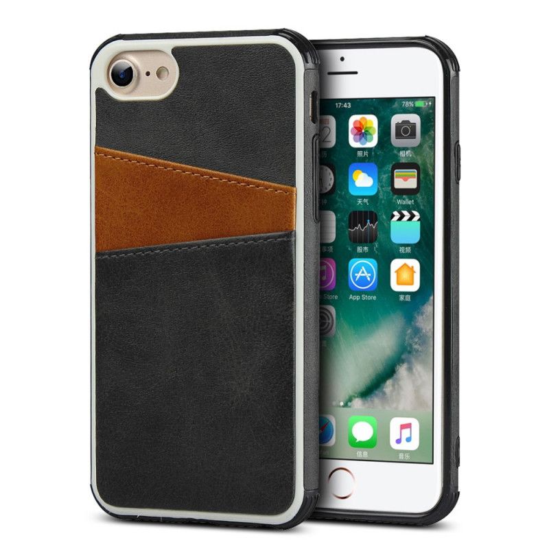 Etui iPhone 6 / 6S Czerwony Czarny Dwukolorowy Podwójny Uchwyt Na Karty