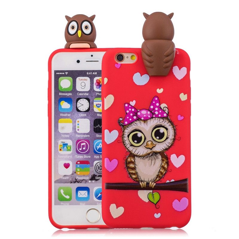 Etui iPhone 6 / 6S Granatowy Czerwony Sowa 3D Etui Ochronne