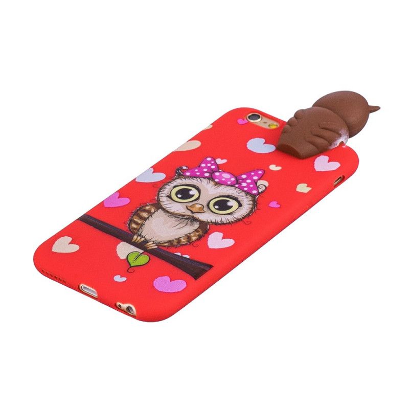 Etui iPhone 6 / 6S Granatowy Czerwony Sowa 3D Etui Ochronne