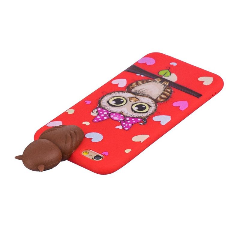 Etui iPhone 6 / 6S Granatowy Czerwony Sowa 3D Etui Ochronne