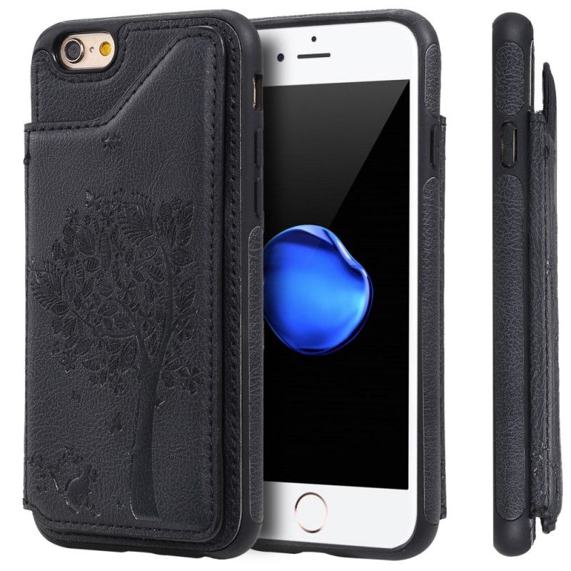 Etui iPhone 6 / 6S Granatowy Etui Na Karty Z Nadrukiem Kota Etui Ochronne