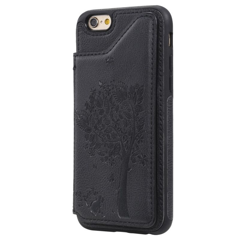 Etui iPhone 6 / 6S Granatowy Etui Na Karty Z Nadrukiem Kota Etui Ochronne