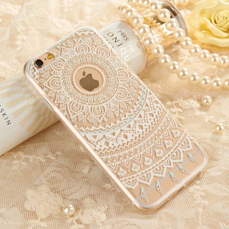 Etui iPhone 6 / 6S Zielony Purpurowy Przezroczysta Mandala Etui Ochronne