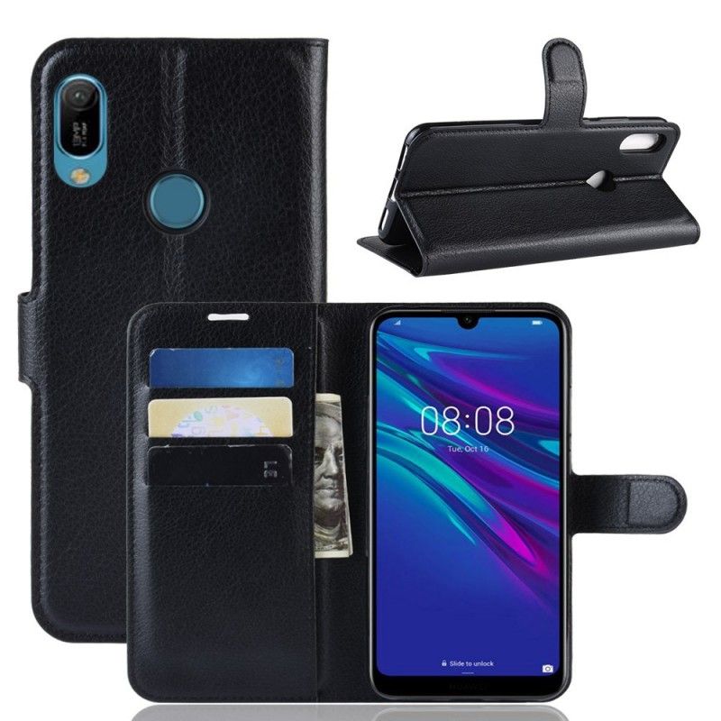 Etui Folio Huawei Y6 2019 Biały Czarny Klasyczny Etui Ochronne