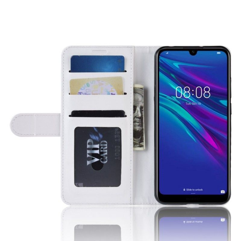 Etui Folio Huawei Y6 2019 Biały Czarny Ultra Sztuczna Skóra Etui Ochronne