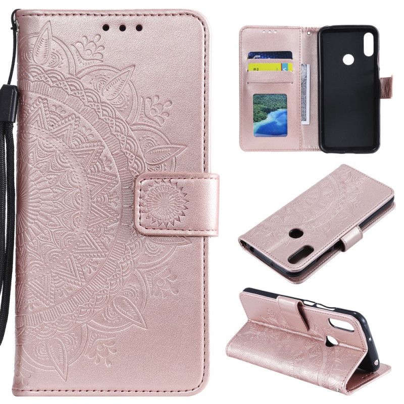 Etui Folio Huawei Y6 2019 Magenta Szary Mandala Słońca