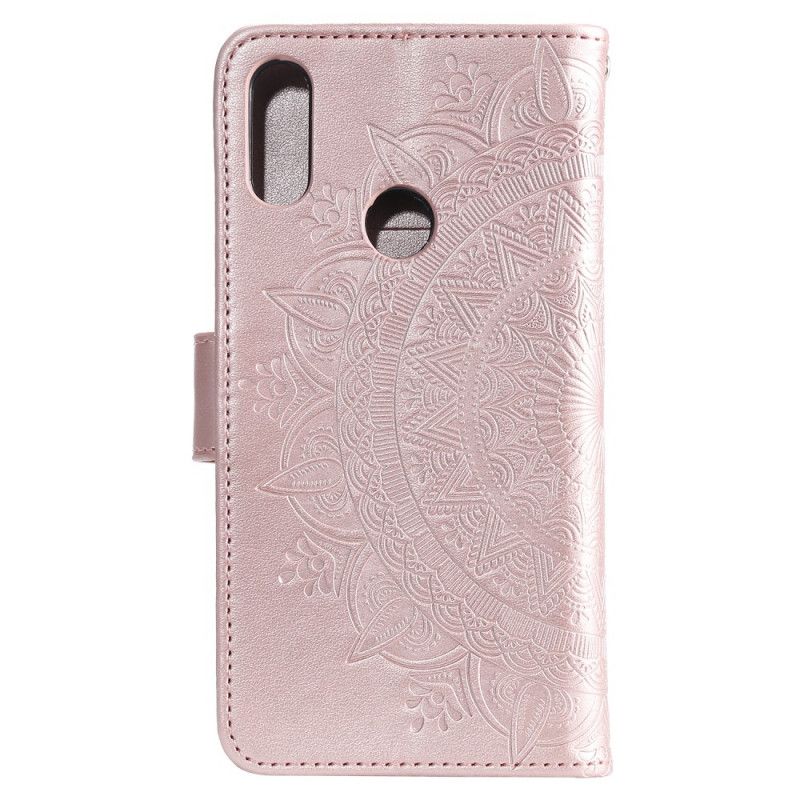 Etui Folio Huawei Y6 2019 Magenta Szary Mandala Słońca