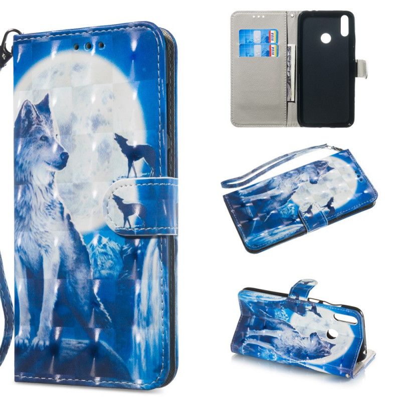 Etui Folio Huawei Y6 2019 Prestiżowy Wilk Etui Ochronne