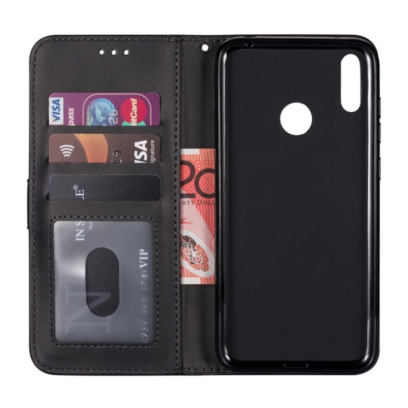 Etui Folio Huawei Y6 2019 Szary Czarny Portmonetka Na Monety Z Paskiem Etui Ochronne