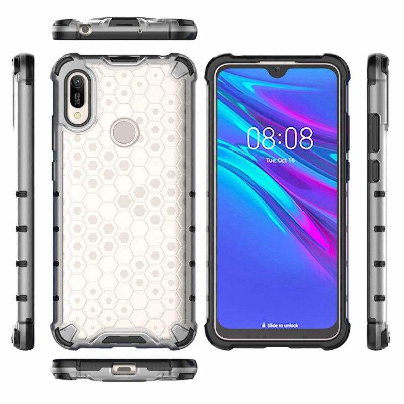 Etui Huawei Y6 2019 Biały Czarny Styl Plastra Miodu