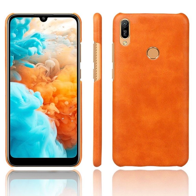 Etui Huawei Y6 2019 Brązowy Efekt Skóry Lychee Performance