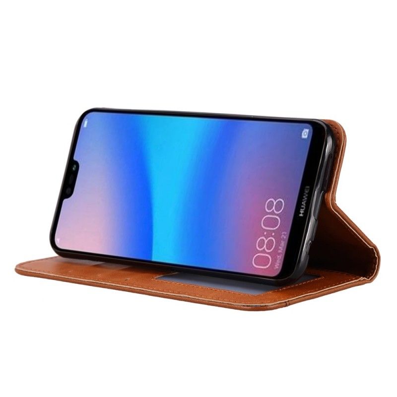 Flip Kotelot Huawei Y6 2019 Czerwony Czarny Etui Na Karty Ze Sztucznej Skóry Etui Ochronne