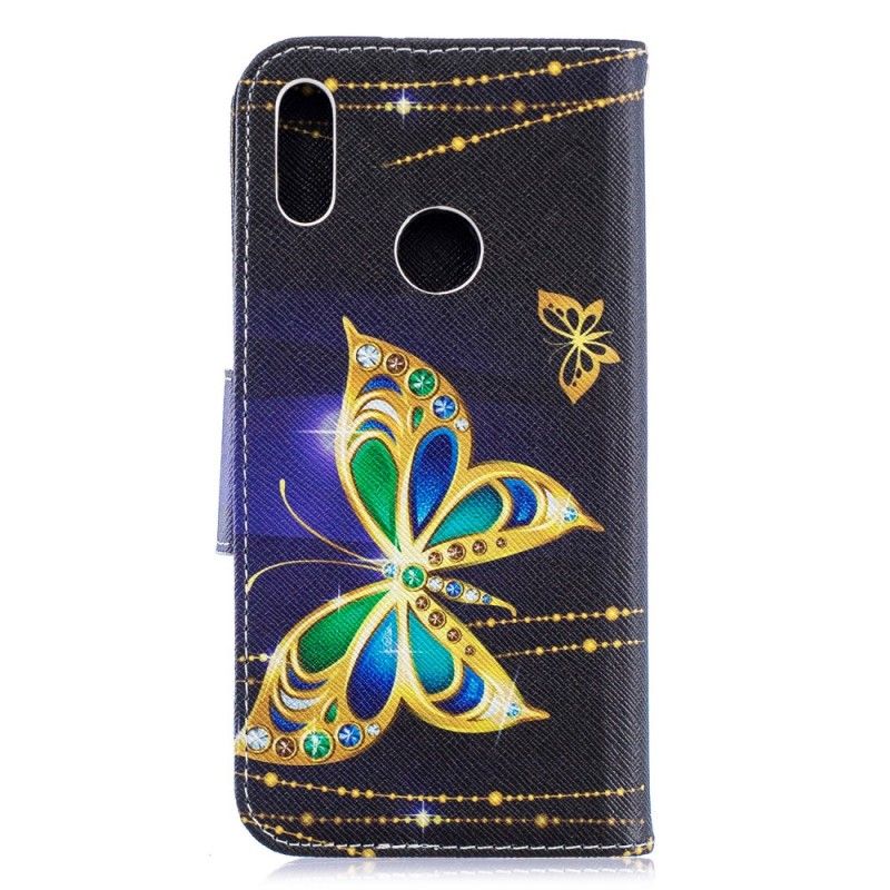 Skórzany Futerał Huawei Y6 2019 Etui na Telefon Magiczny Motyl