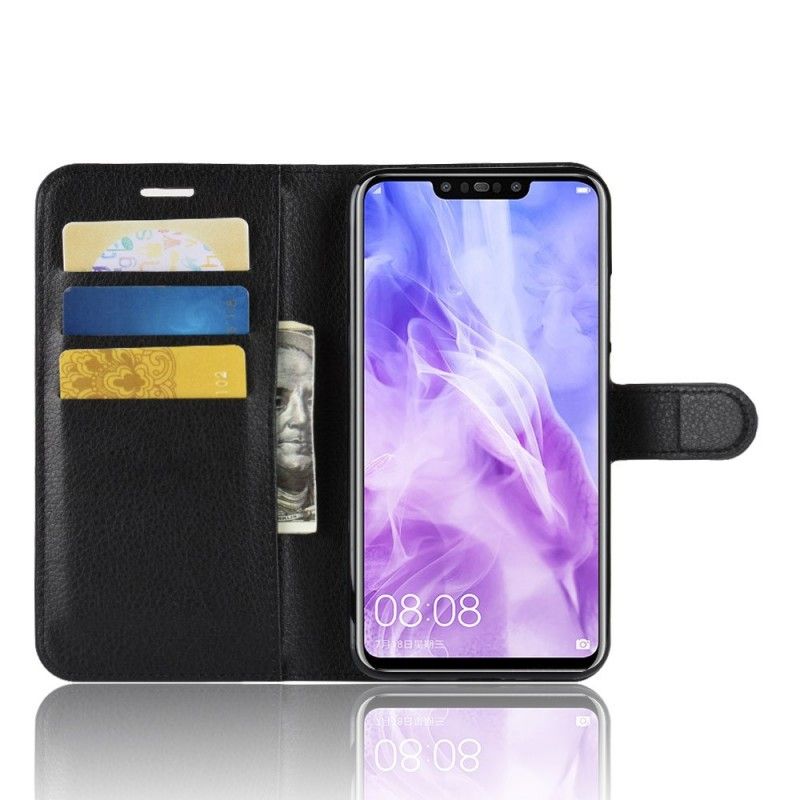 Etui Folio Huawei P Smart Plus Biały Czarny Liczi Retro