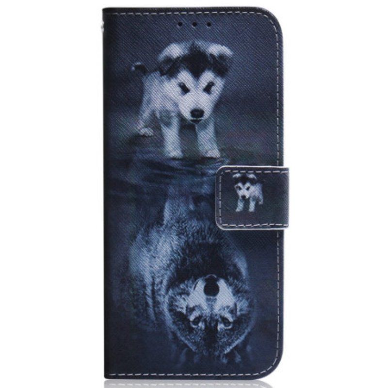 Etui Folio do Honor Magic 5 Lite z Łańcuch Pasiasty Sen Szczeniaka