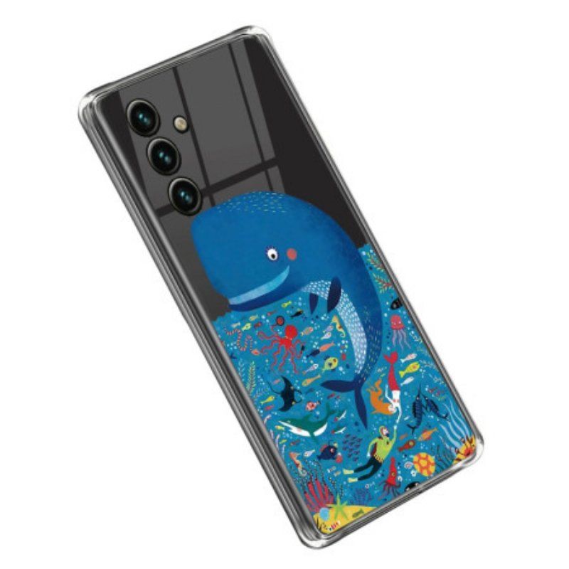 Etui do Samsung Galaxy A14 / A14 5G Przejrzysty Kolorowy Wieloryb