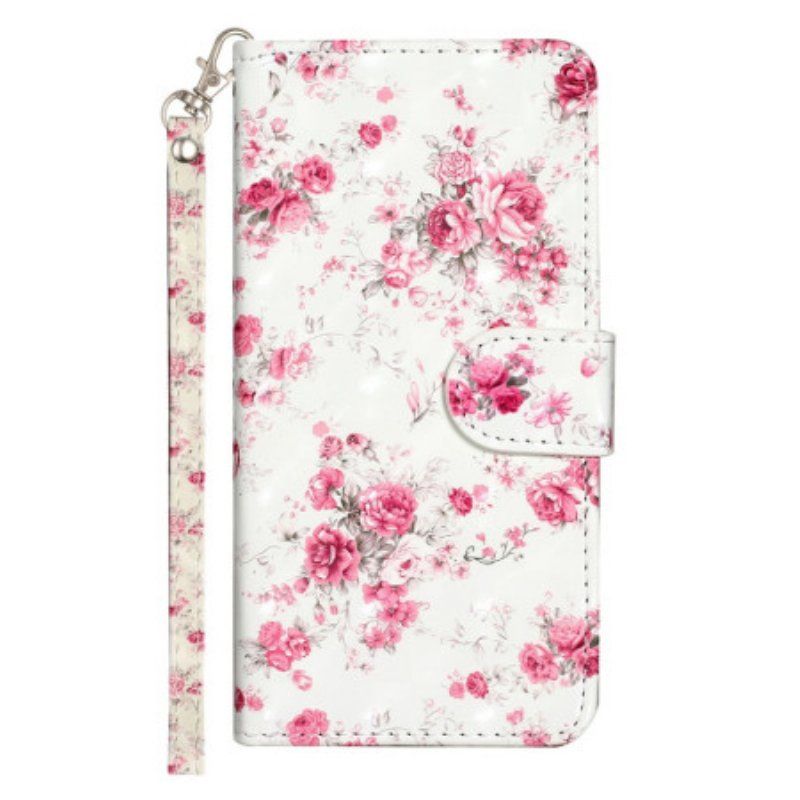 Etui Folio do Samsung Galaxy A14 / A14 5G z Łańcuch Pasek Liberty Flowers