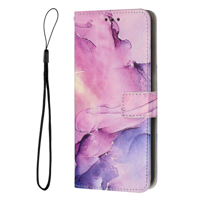 Etui Folio do Samsung Galaxy A14 / A14 5G z Łańcuch Pasek Marmuru