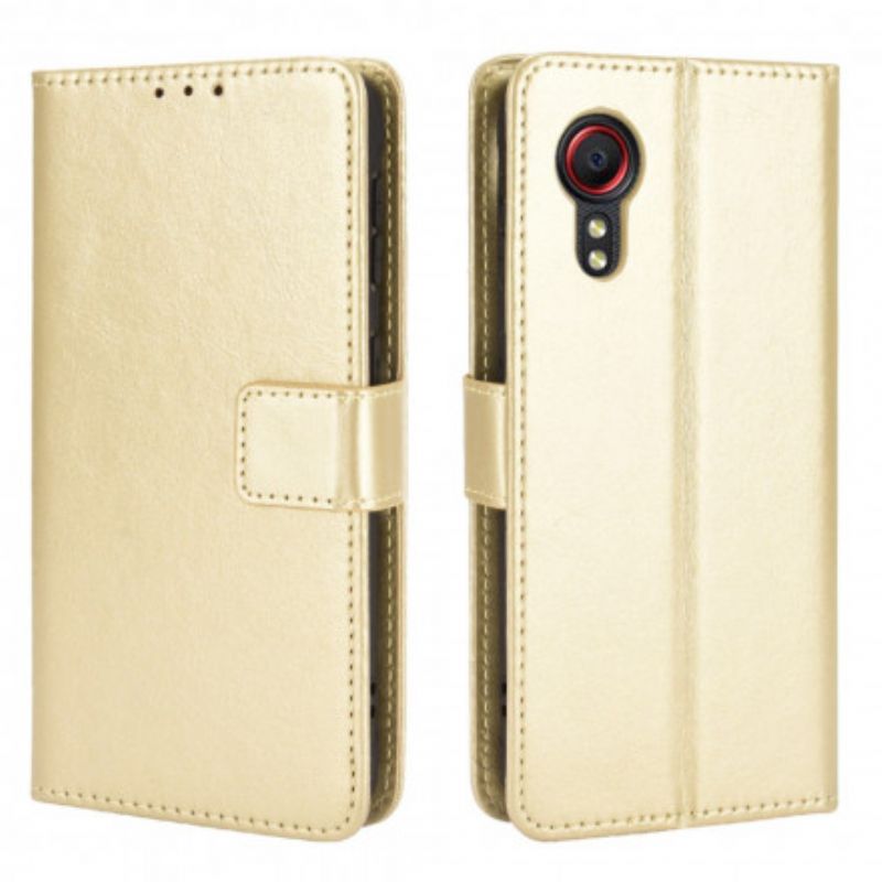 Etui Folio Do Samsung Galaxy Xcover 5 Błyszcząca Sztuczna Skóra