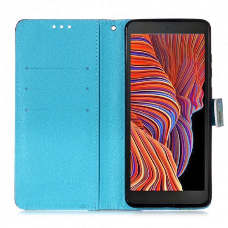 Etui Folio Do Samsung Galaxy Xcover 5 Złota Smycz Motyle