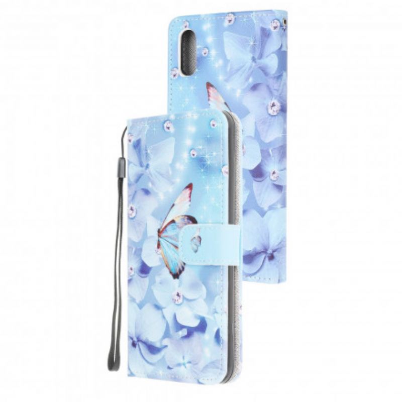 Etui Folio Samsung Galaxy Xcover 5 Diamentowe Motyle Pasiaste Etui Ochronne