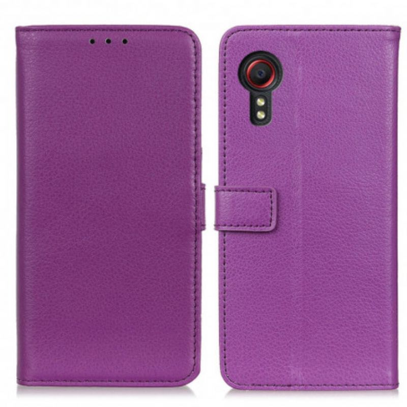 Etui Folio Samsung Galaxy Xcover 5 Klasyczne Liczi Sztuczna Skóra