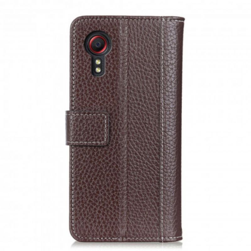 Etui Folio Samsung Galaxy Xcover 5 Litchi Skórzane Szwy Etui Ochronne