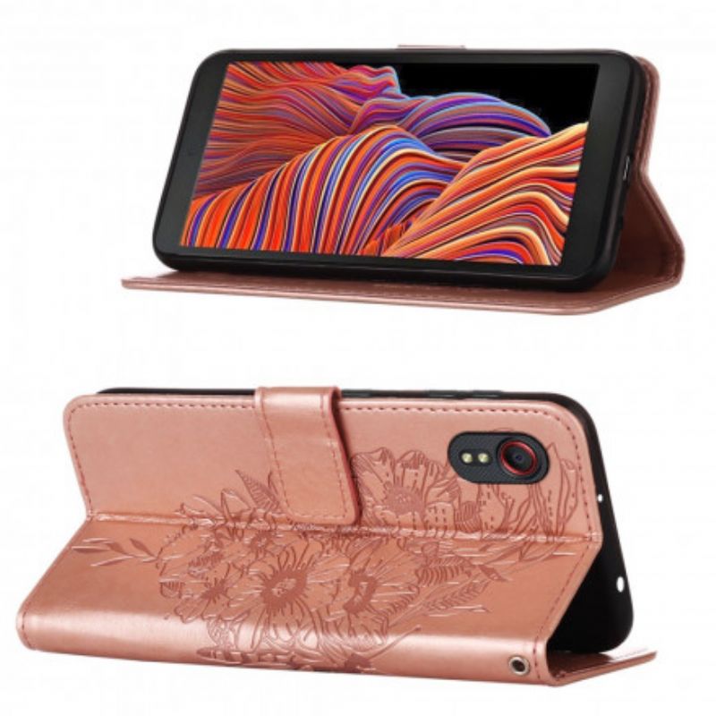 Etui Folio Samsung Galaxy Xcover 5 Wzór Motyla Ze Smyczą Etui Ochronne