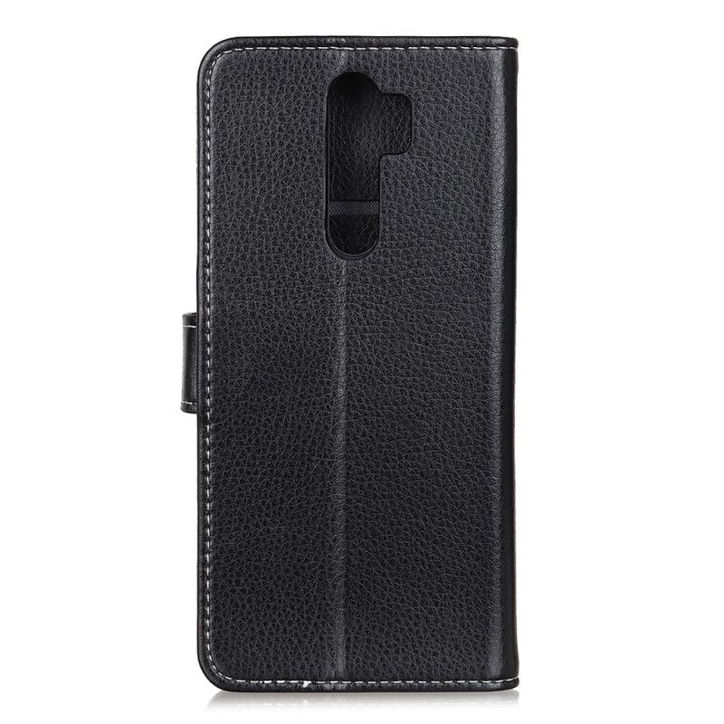 Etui Folio Xiaomi Redmi 9 Biały Czarny Szwy Z Efektem Skóry Liczi Etui Ochronne