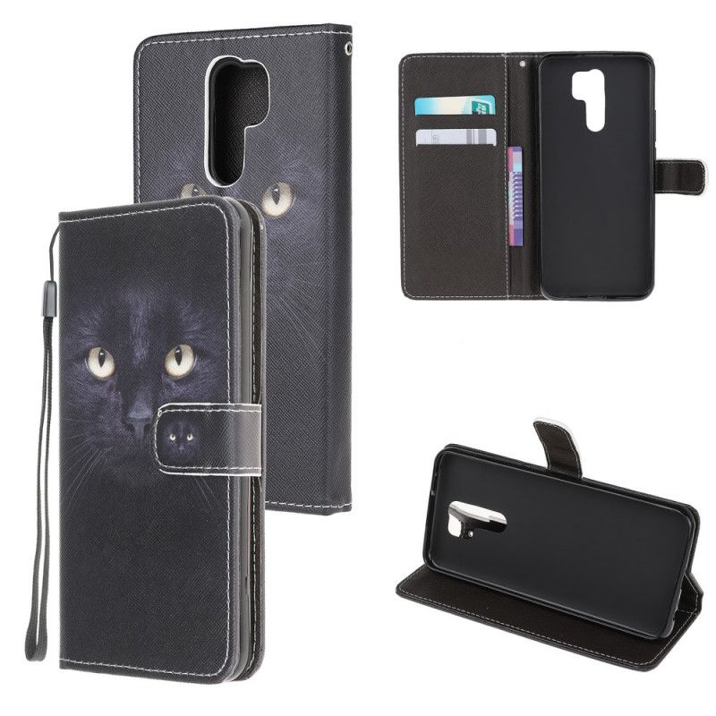 Etui Folio Xiaomi Redmi 9 Czarne Oczy Kota Ze Stringami Etui Ochronne