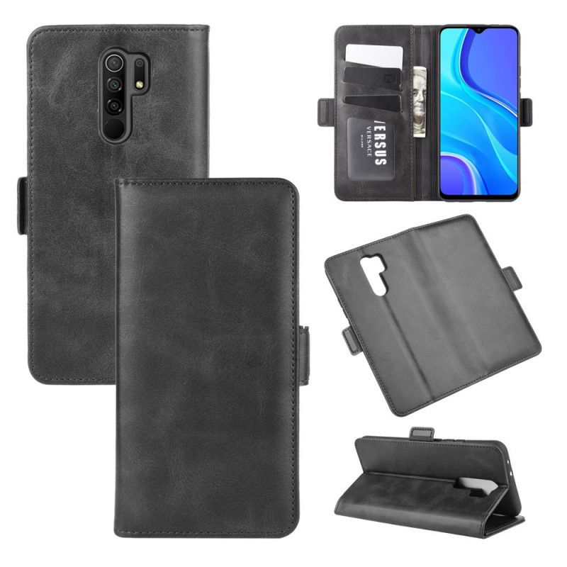 Etui Folio Xiaomi Redmi 9 Czerwony Czarny Podwójna Klapa Etui Ochronne