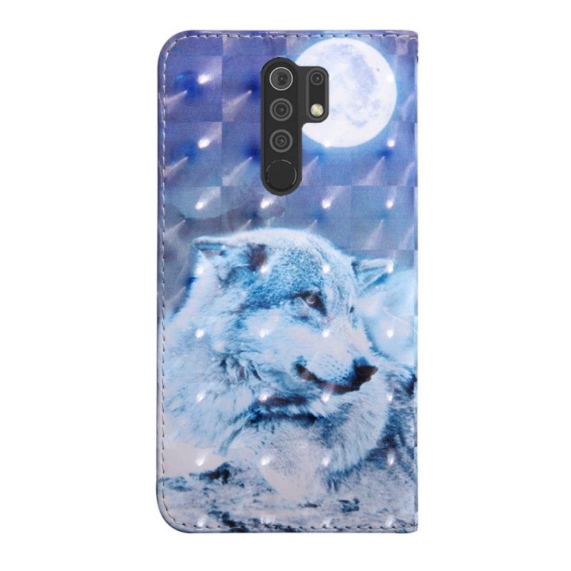 Etui Folio Xiaomi Redmi 9 Księżycowy Wilk