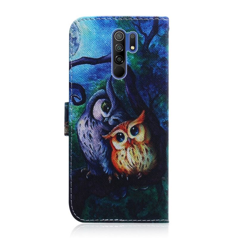 Etui Folio Xiaomi Redmi 9 Malowanie Sowy Etui Ochronne