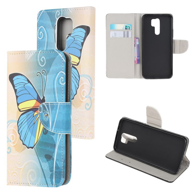 Etui Folio Xiaomi Redmi 9 Motyl Niebieski I Żółty