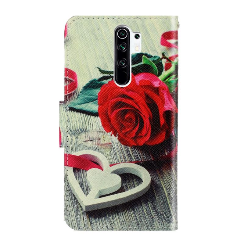 Etui Folio Xiaomi Redmi 9 Romantyczny Róż Ze Stringami Etui Ochronne