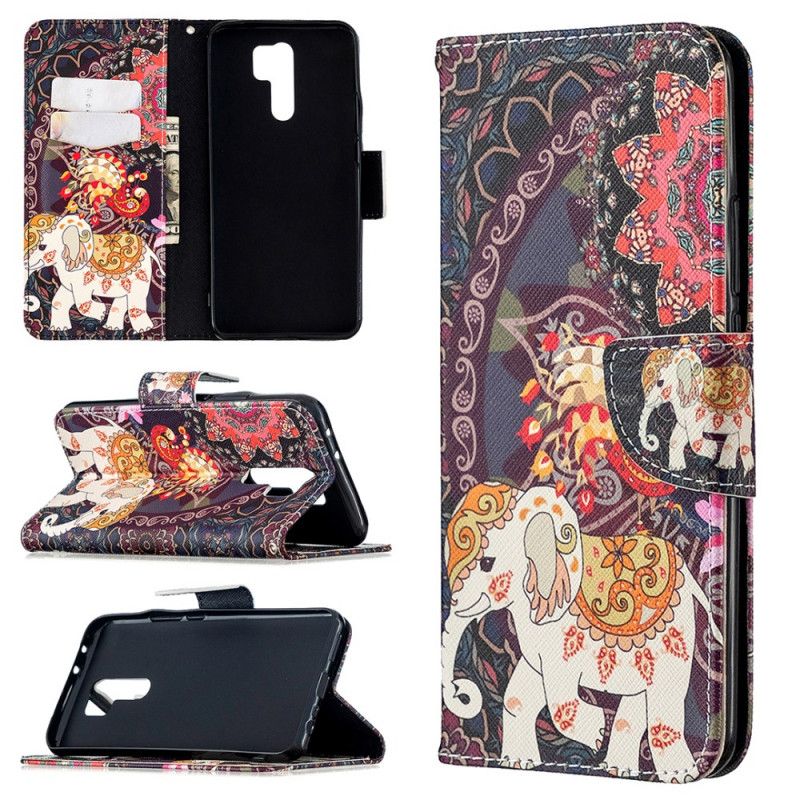 Etui Folio Xiaomi Redmi 9 Słonie Indyjskie Etui Ochronne