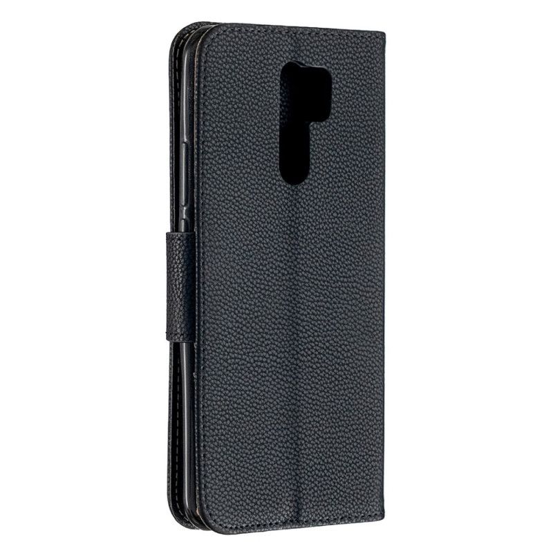 Etui Folio Xiaomi Redmi 9 Szary Czarny Liczi Ukośna Klapka