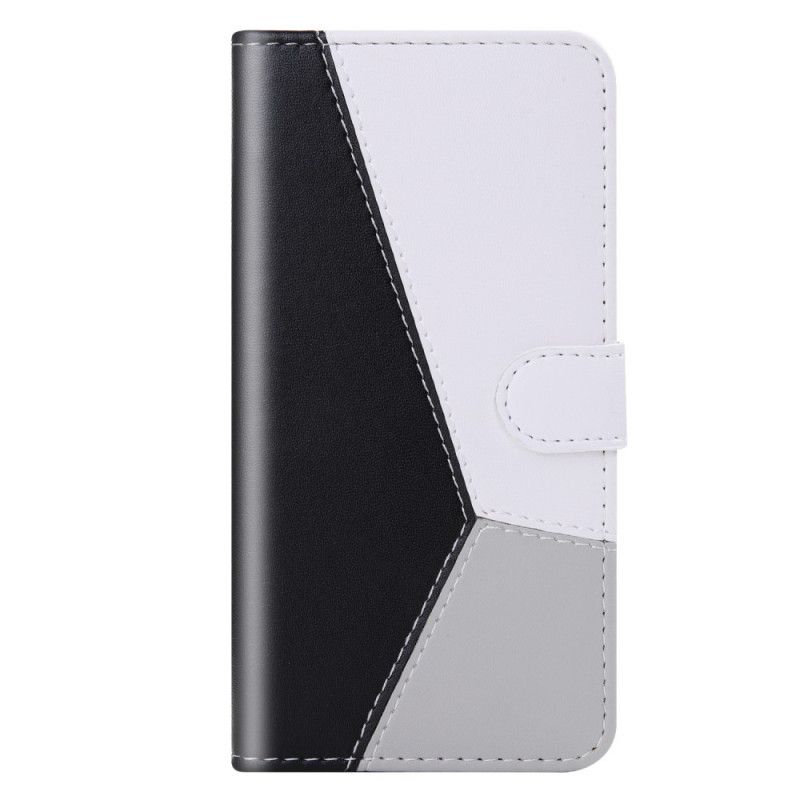 Etui Folio Xiaomi Redmi 9 Szary Czarny Trójkolorowy Efekt Skóry