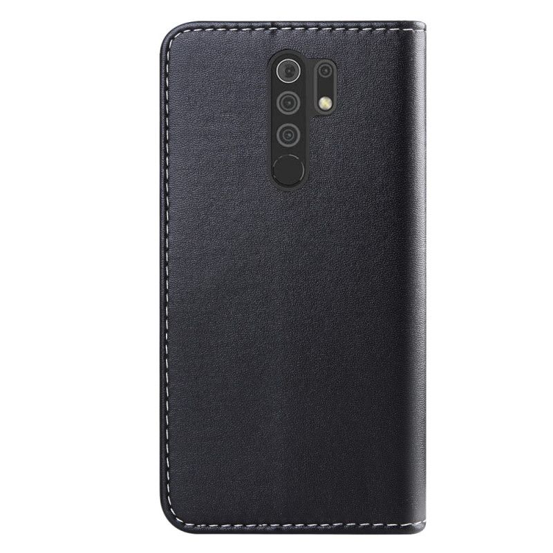 Etui Folio Xiaomi Redmi 9 Szary Czarny Trójkolorowy Efekt Skóry