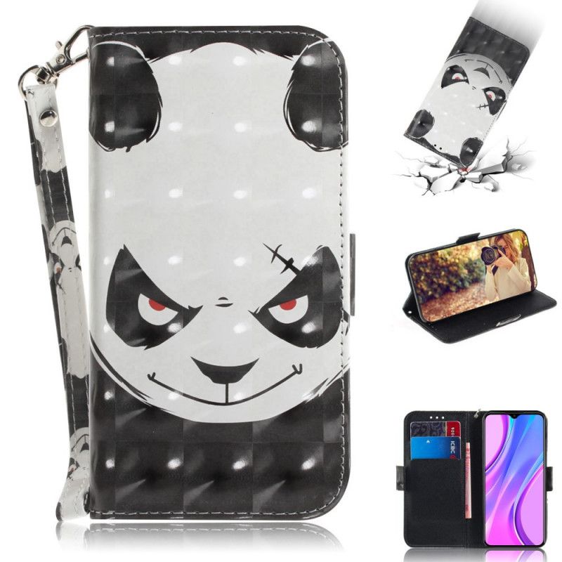 Etui Folio Xiaomi Redmi 9 Wściekła Panda Ze Stringami Etui Ochronne