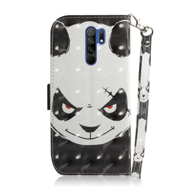 Etui Folio Xiaomi Redmi 9 Wściekła Panda Ze Stringami Etui Ochronne