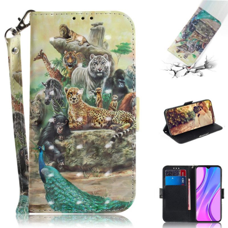 Etui Folio Xiaomi Redmi 9 Zwierzęta Safari W Stringach