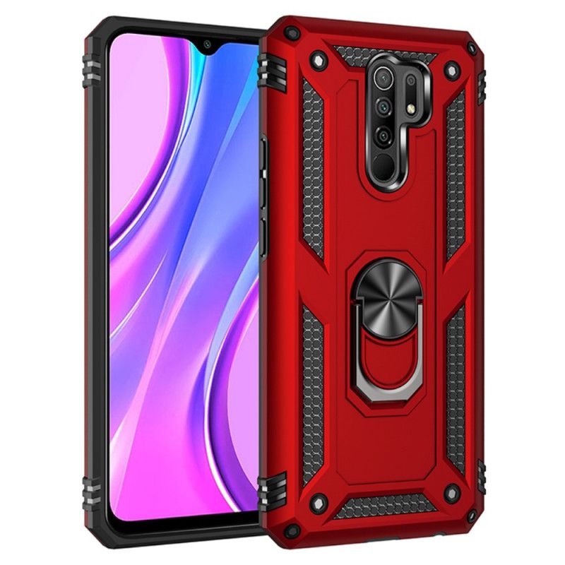 Etui Xiaomi Redmi 9 Czerwony Czarny Pierścień Premium Etui Ochronne